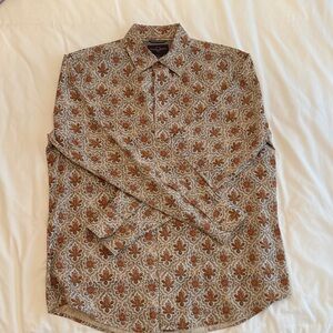 Black Brown 1826 Men's Dress Shirt - Brown and Cream Pattern